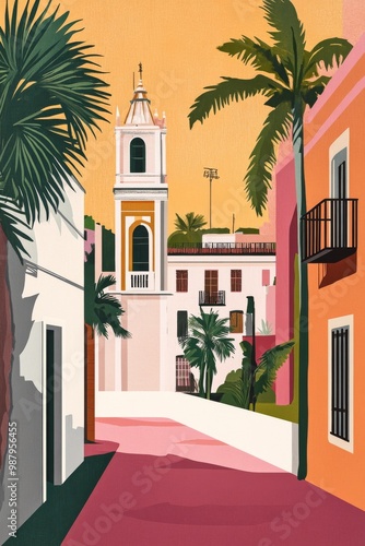 Seville retro vintage poster aesthetic minimalist