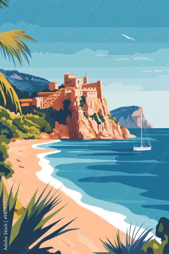spain mallorca poster, flat design, epic design