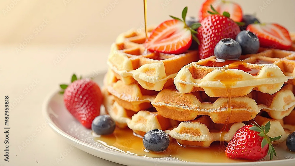Waffles photo, widescreen 16:9, 300 dpi, with free space for text Waffles photo, widescreen 16:9, 300 dpi, with free space for text