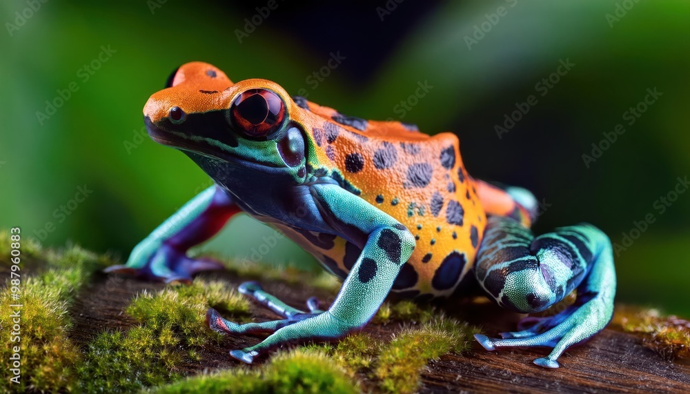 Obraz premium Summers poison frog, Ranitomeya summersi Reticulated is a lowland species, inhabiting Peru,