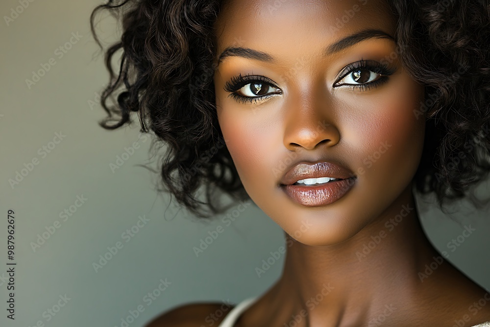 Stunning portrait of a beautiful Afro girl with curly hair. Stunning portrait of a beautiful Afro girl with curly hair.