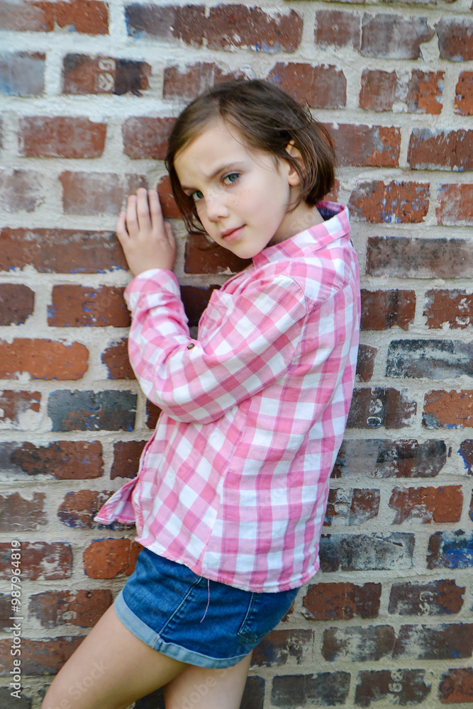 Cute kid girl 10 year old posing on nature background. Looking at camera. Childhood.Blonde girl emotions. High quality photo Cute kid girl 10 year old posing on nature background. Looking at camera. Childhood.Blonde girl emotions. High quality photo