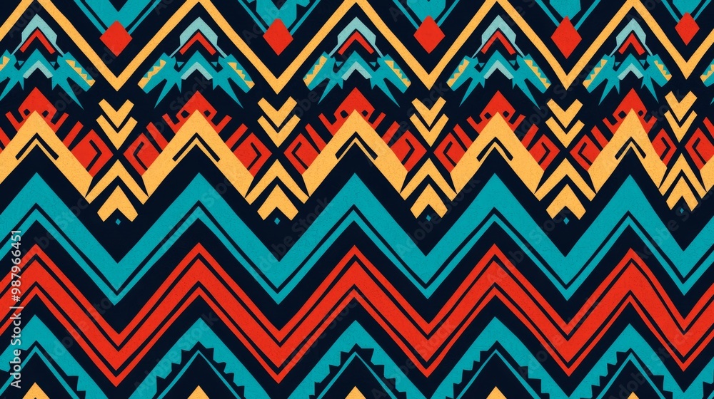 Vibrant Tribal Abstract Geometric Seamless Pattern in Bright Colorful Hues Backdrop for Digital Art or Wallpaper Design Vibrant Tribal Abstract Geometric Seamless Pattern in Bright Colorful Hues Backdrop for Digital Art or Wallpaper Design