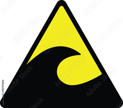 Tsunami warning signs vector.Tsunami warning zone icon