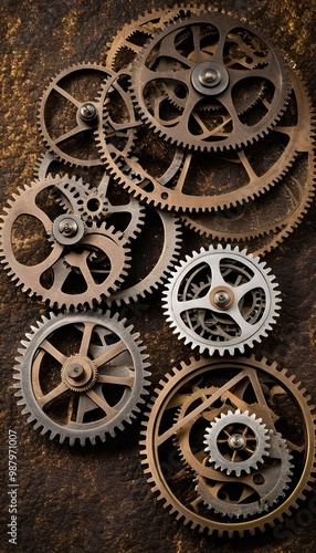 gear steampunk antique set embedded wheels textured background mechanism clockwork inspired gear wheel clockwork mechanism antique textured background machinery cogwheel engineering mechanical