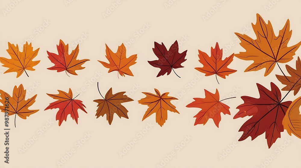 Abstract illustration background of a border autumn leaves arranged around the edges, creating a frame with a blank, yellow center Abstract illustration background of a border autumn leaves arranged around the edges, creating a frame with a blank, yellow center