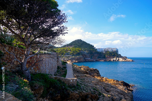 famous Cami de Ronda hiking trail along the coastline of the Mediterranean Sea, between Sa Tuna and Aiguafreda, Begur, holiday, Costa Brava, Catalonia, Girona, Spain photo