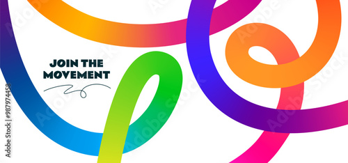 Abstract Wavy Rainbow Lines. Vector Celebration Squiggle Ribbons. Swirl Neon Colored Lines. Background with Gradient Curve Shapes