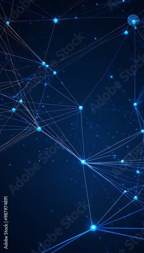artificial concept data network dots connection line connected big data abstract network concept intelligence network flow blue deep neural background blue science background graphic pattern tech