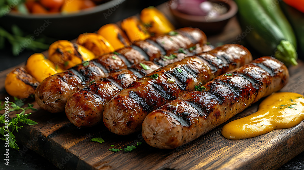 grilled sausages with vegetables grilled sausages with vegetables