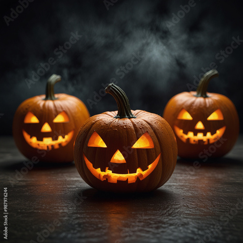 Scary Halloween Skeletons in a Haunted House Setting Pumpkin wich