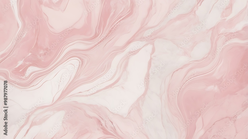 Fototapeta premium Close-up view of a marble surface with pink and white hue waves and striking pattern, grungy wavy stone textured abstract background