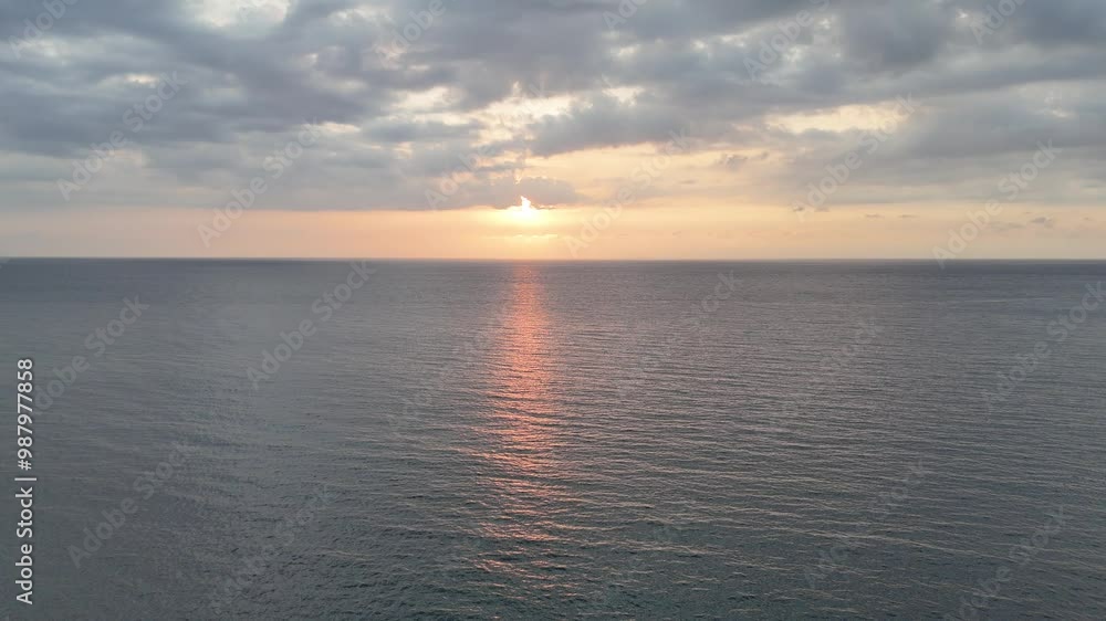 Drone View of Aerial Landscapes - sunset over the sea, sunset in the sea Drone View of Aerial Landscapes - sunset over the sea, sunset in the sea