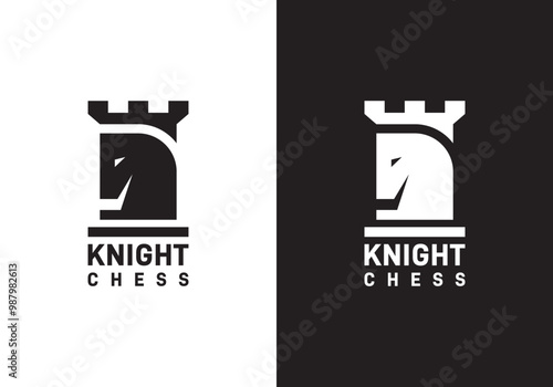 simple king horse logo. horse heads chess symbol vector design