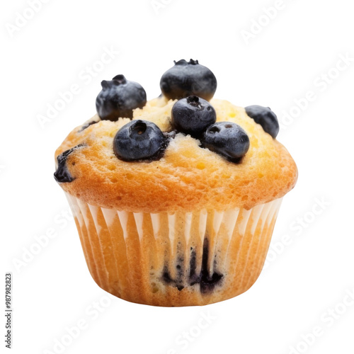 Muffin blueberry isolated on transparent or white background