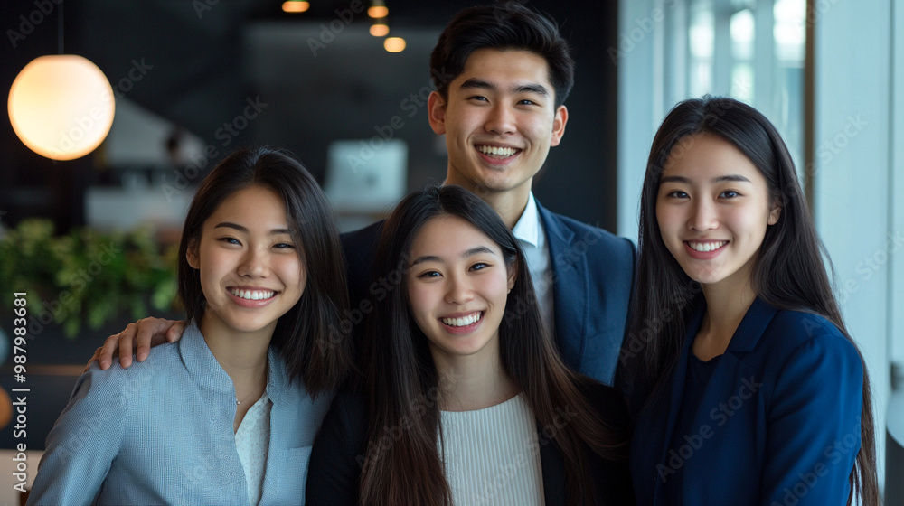 Obraz premium A group of Young Asian business people. 