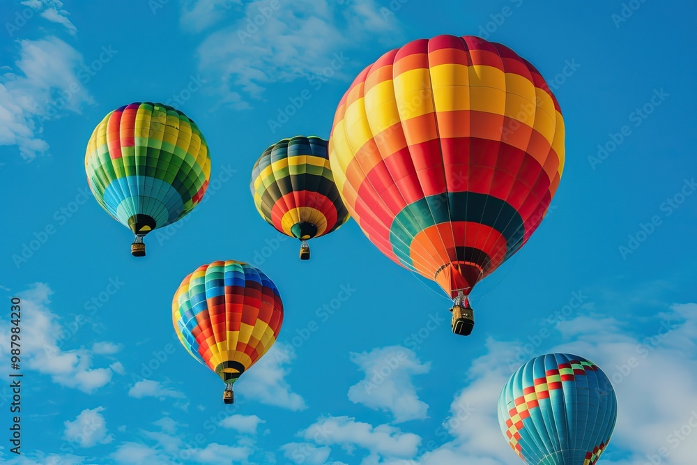 Obraz premium colorful hot air balloons flying on blue sky