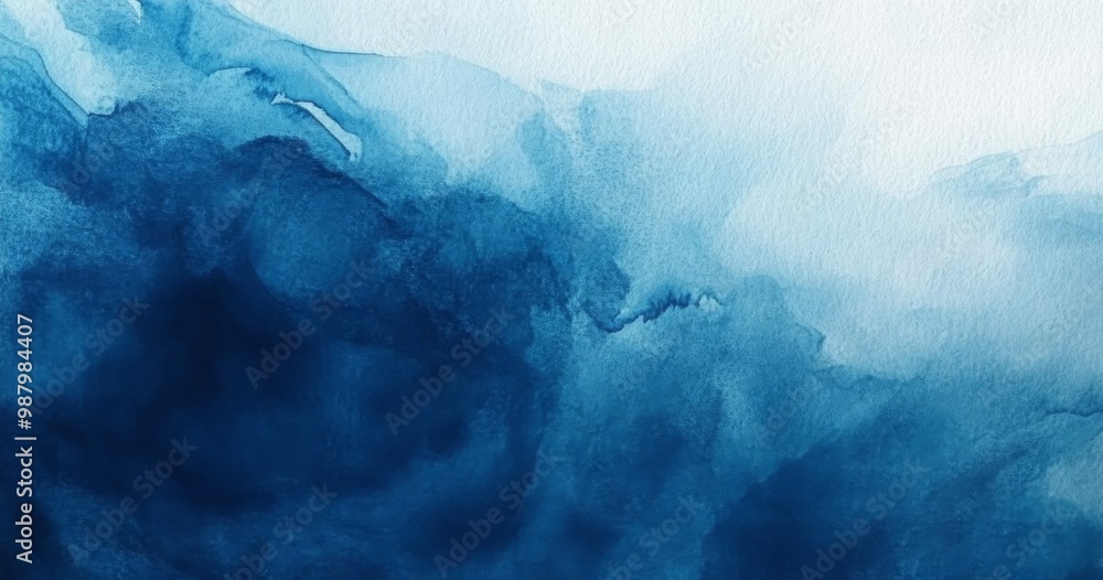© 为轩 张 - Misty dark blue watercolor background with soft textures and minimalistic design, high-resolution hyper-realistic details, creating a serene and abstract atmosphere.