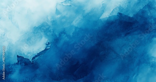 Misty dark blue watercolor background with soft textures and minimalistic design, high-resolution hyper-realistic details, creating a serene and abstract atmosphere.