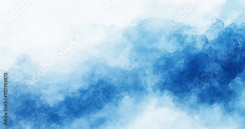 Misty dark blue watercolor background with soft textures and minimalistic design, high-resolution hyper-realistic details, creating a serene and abstract atmosphere.