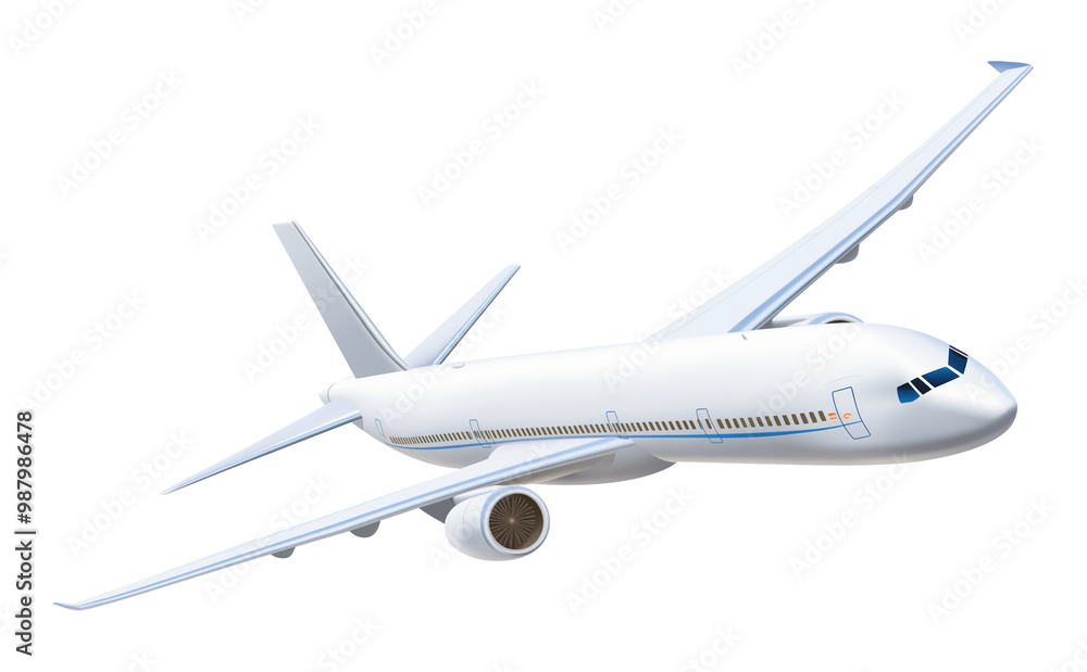 Obraz premium Flying Airplane Isolated on Transparent Background PNG 