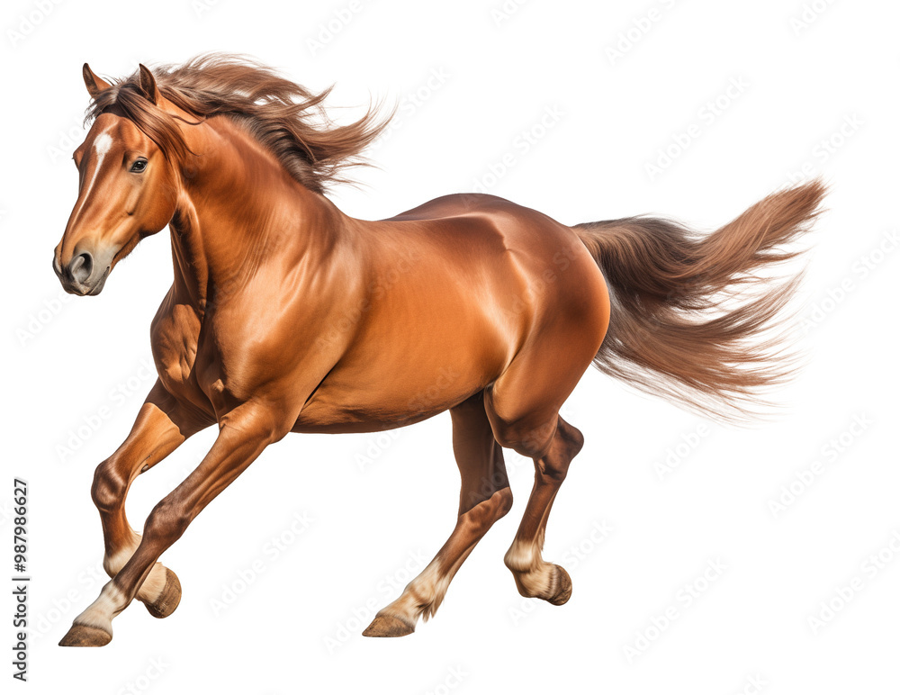 Obraz premium Horse Running Isolated on Transparent Background PNG 
