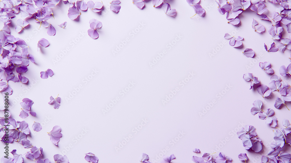 lavender and light purple confetti: a charming frame made from lavender and light purple confetti, scattered around the edges of a pale lilac background lavender and light purple confetti: a charming frame made from lavender and light purple confetti, scattered around the edges of a pale lilac background