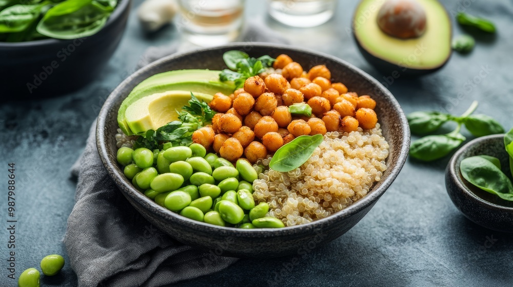 Colorful Quinoa Bowl with Chickpeas and Avocado Colorful Quinoa Bowl with Chickpeas and Avocado