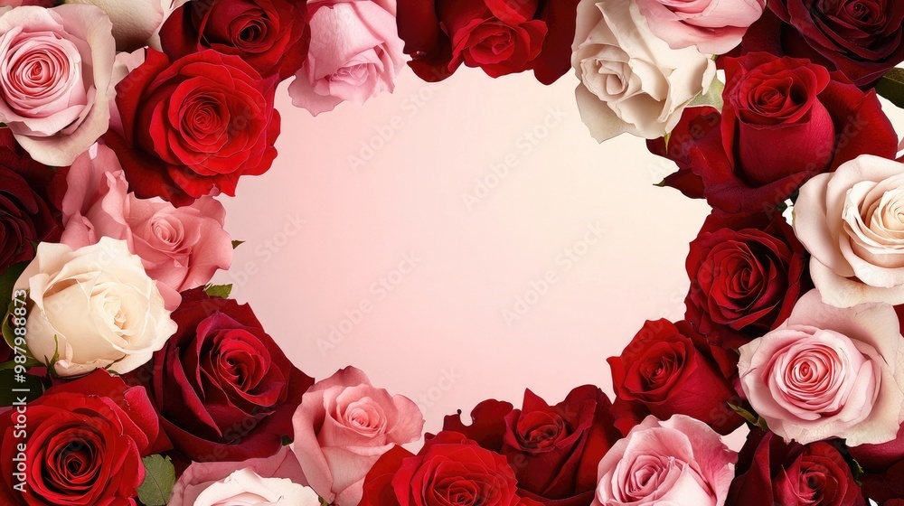 Stunning red and pink rose with a blank space in the center, ready for personalized text or design overlays, creating a gorgeous floral backdrop Stunning red and pink rose with a blank space in the center, ready for personalized text or design overlays, creating a gorgeous floral backdrop