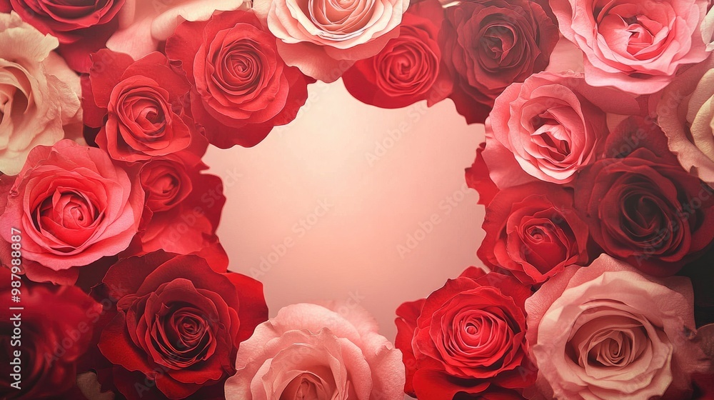 Stunning red and pink rose with a blank space in the center, ready for personalized text or design overlays, creating a gorgeous floral backdrop Stunning red and pink rose with a blank space in the center, ready for personalized text or design overlays, creating a gorgeous floral backdrop