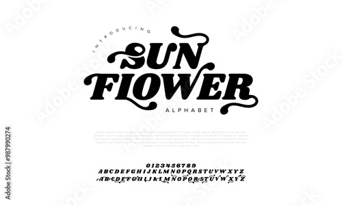 Sunflower typography beauty fashion elegant minimalist serif italic fonts decorative wedding vintage retro logos. Minimal luxury font alphabet logo. Vector illustration