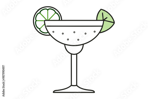 Festive Margarita Glass Vector Art Celebrating Iconic Cocktail Designs photo