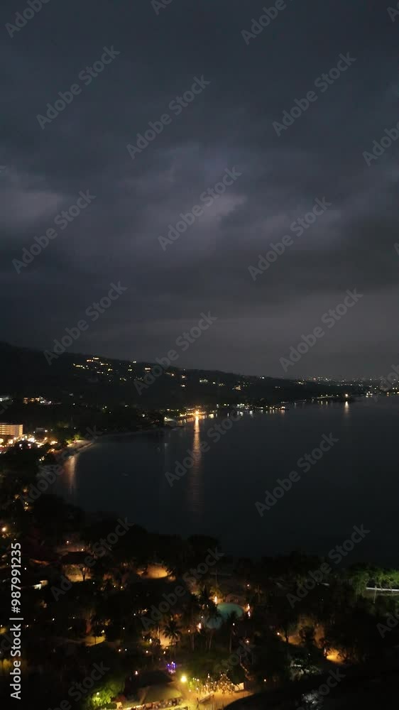 Drone View of Aerial Landscapes - sunset over the river, night view of the city, night view of the river Drone View of Aerial Landscapes - sunset over the river, night view of the city, night view of the river