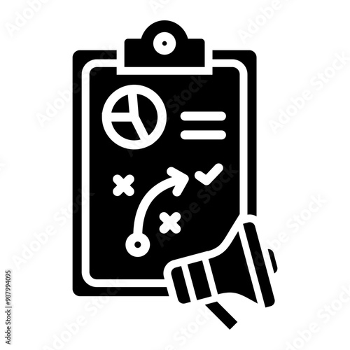 Marketing plan icon with glyph style