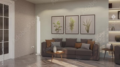 Wallpaper Mural 3d video rendering footage contemporary interior modern design. Stylish interior house movie clip Torontodigital.ca