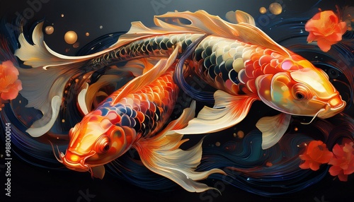 Abstract portraits of koi photo