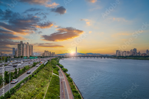 Photography Landscape of Seoul South Korea in the morning and Sunrise