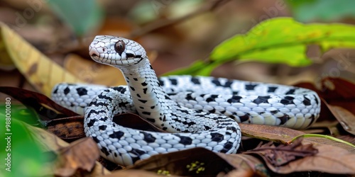 Snake Eater: A Harmless and Non-Venomous Species with a White and Black Body Found in Southern Forests photo