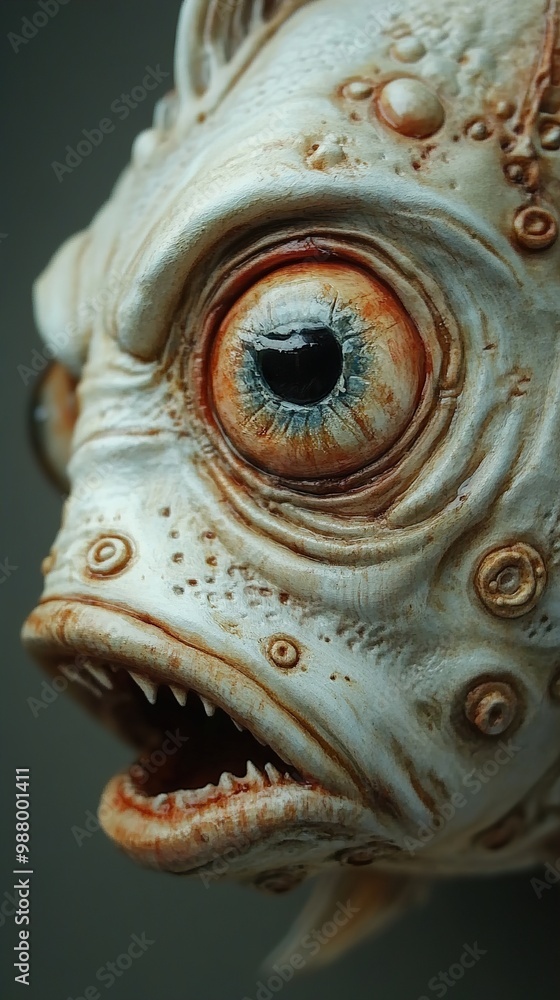Close Up of a Detailed Fantasy Fish Sculpture Close Up of a Detailed Fantasy Fish Sculpture