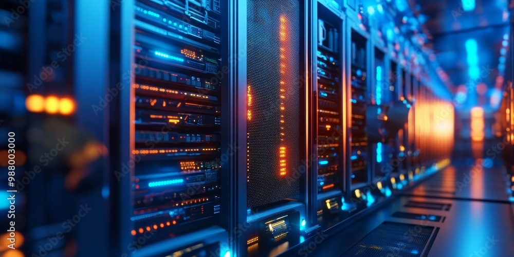 Data Center Server Network with Limited Depth of Field – Modern Technology and Cloud Infrastructure Visual Data Center Server Network with Limited Depth of Field – Modern Technology and Cloud Infrastructure Visual