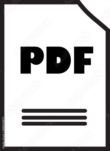 PDF File Icon: A simple, bold, and modern icon representing a PDF document. The clean design features a stylized PDF file with a black outline and "PDF" text in bold font.