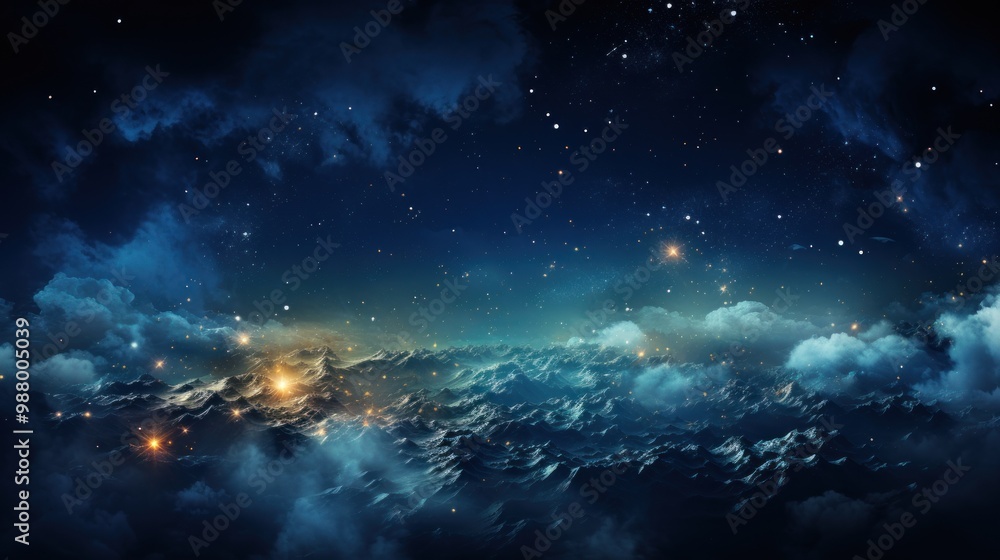 Fototapeta premium Starry Night Above Mountains