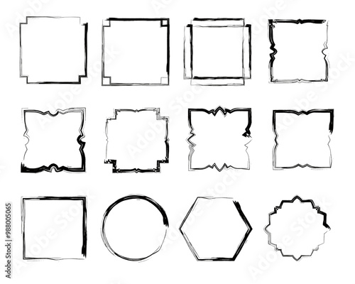 set of 12 grunge frames