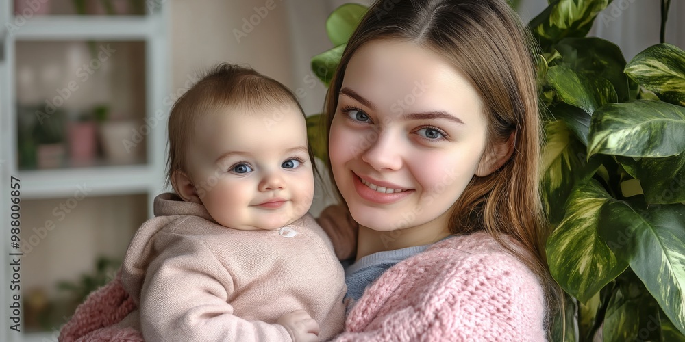 Real Life Mother Holding Baby and Smiling at Camera – Authentic Parenthood and Family Lifestyle Portrait Real Life Mother Holding Baby and Smiling at Camera – Authentic Parenthood and Family Lifestyle Portrait