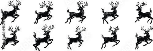 set of silhouettes of animals vector