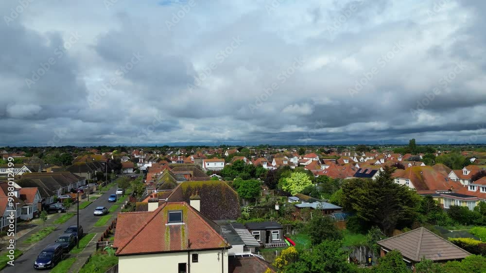 High Angle View of Holland Town on Sea Near Brighton City, England United Kingdom, During Mostly Cloudy and Windy day. May 22nd, 2024 High Angle View of Holland Town on Sea Near Brighton City, England United Kingdom, During Mostly Cloudy and Windy day. May 22nd, 2024