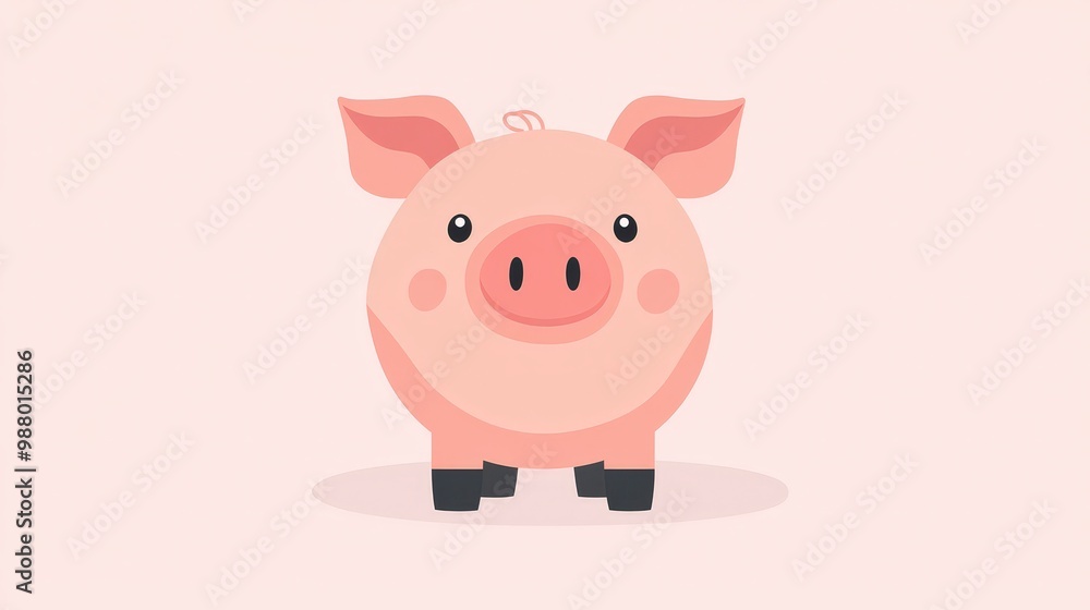 Simple and Cute Piggy Vector Illustration with Pastel Background on Transparent Layer Simple and Cute Piggy Vector Illustration with Pastel Background on Transparent Layer