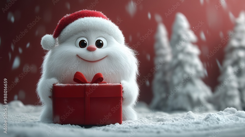 render white hairy yeti in santa claus hat stands near the big gift box bigfoot cartoon character celebrating christmas an new year festive clip art isolate on re background render white hairy yeti in santa claus hat stands near the big gift box bigfoot cartoon character celebrating christmas an new year festive clip art isolate on re background