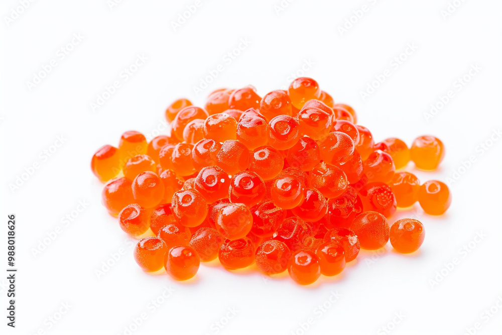 Red caviar on a white background – perfect for gourmet cuisine, luxury dining, and seafood themes Red caviar on a white background – perfect for gourmet cuisine, luxury dining, and seafood themes