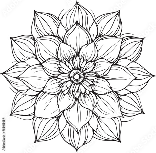 Wallpaper Mural Floral flower mandala outline vector for coloring pages, attractive and simple mandala design. Torontodigital.ca